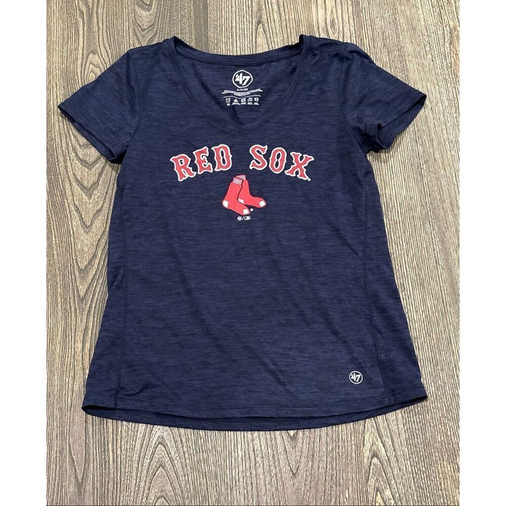'47 Brand Boston Red Sox T-Shirt V-Neck Short Sleeve Pullover Navy Blue Size S